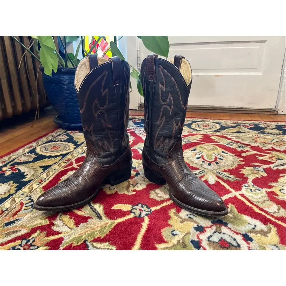 Billy Boots Mens Cowboy Western Boots Embossed Leather US 8 Mex 27 Crocodile